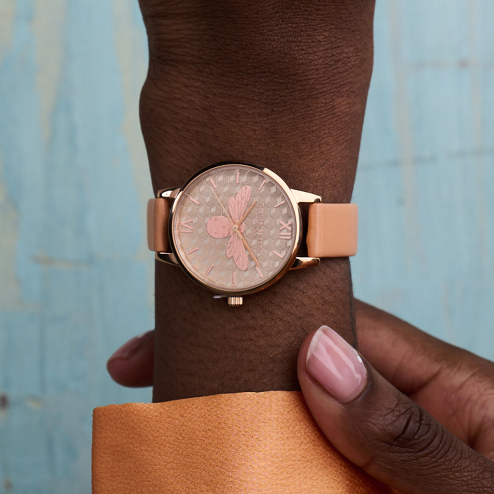 Montre Honey Bee à cadran Midi or rose et corail