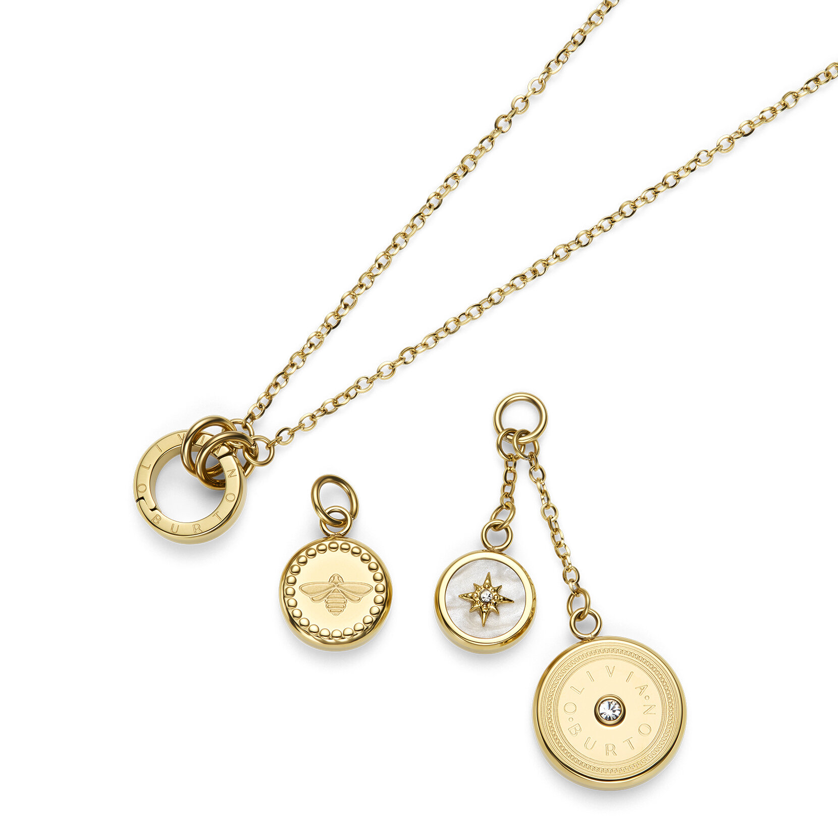 Collier Charms Abeille & Étoile Polaire Plaqué Or
