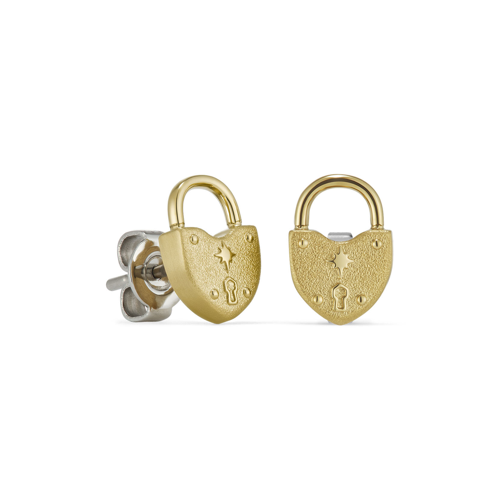 Boucles d'Oreilles Cadenas en C&oelig;ur Plaqu&eacute;es Or