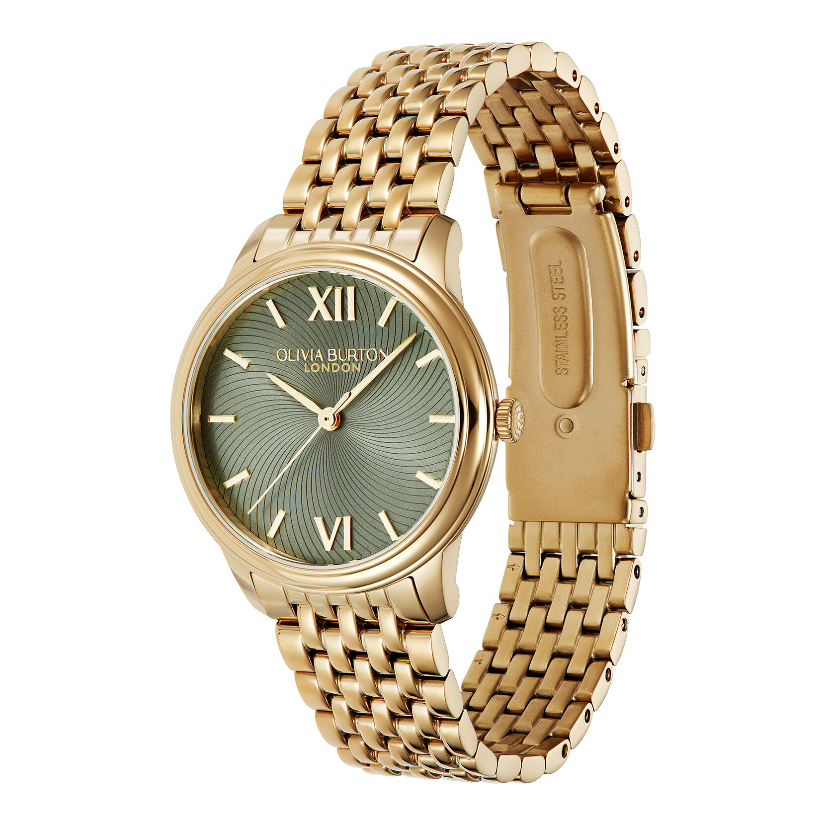 Montre Swirl Vert Sauge & Bracelet Or 32mm