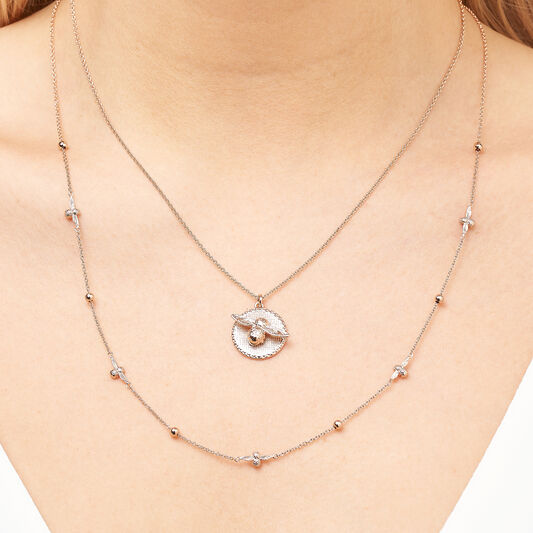 3D Bee & Coin Rose Gold Necklace