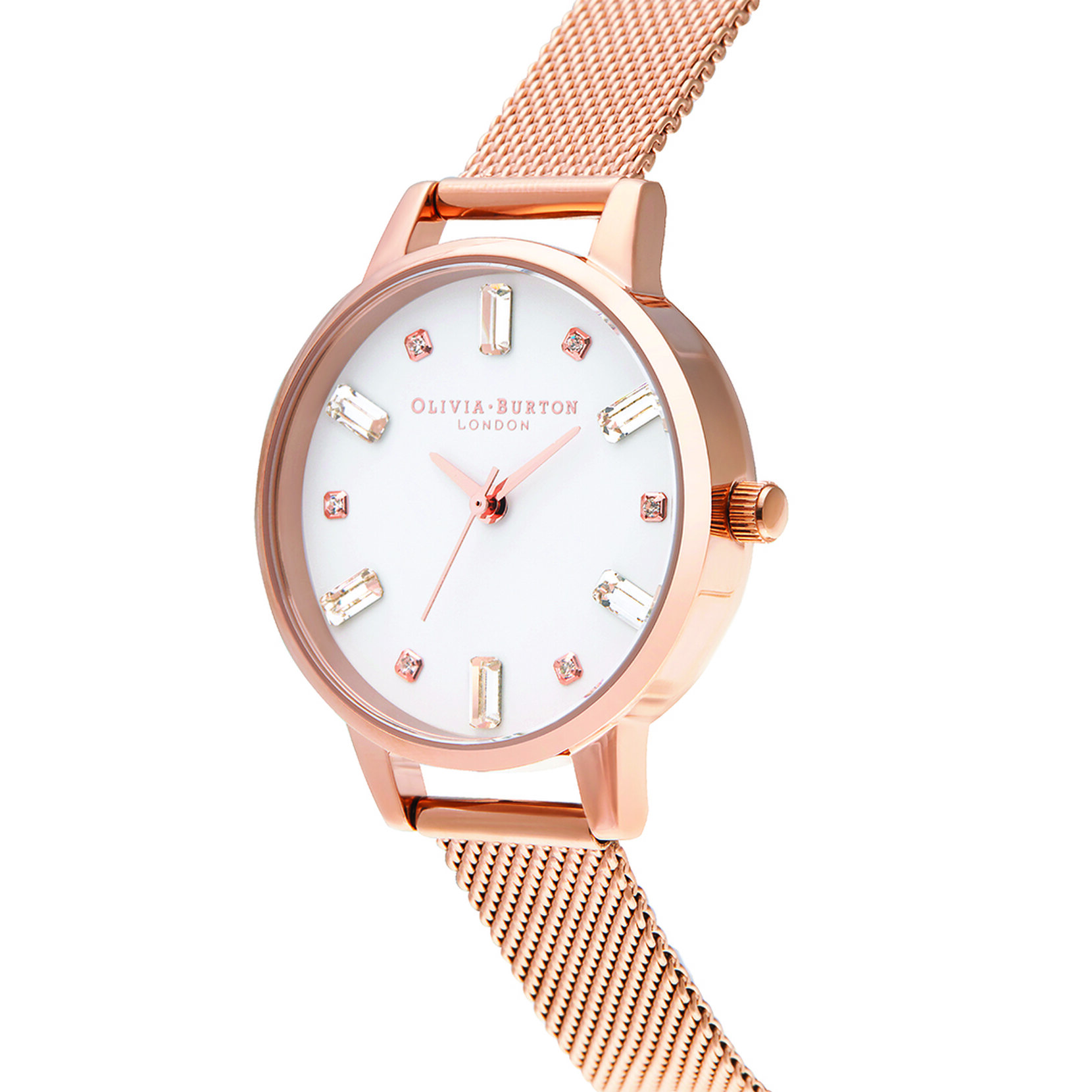 Bejewelled Rose Gold Mesh Watch