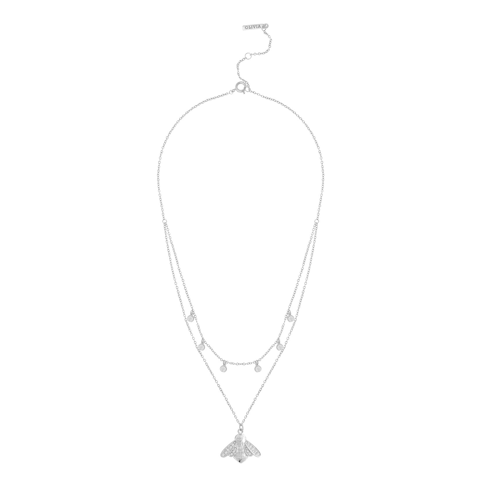 Collier double Glitter Bee argent