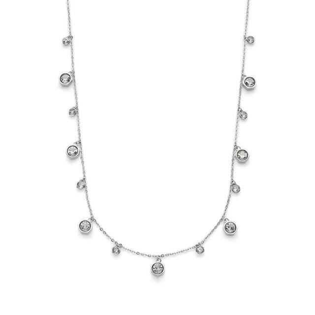 Mini Droplet Clear Crystal Silver Tone Necklace