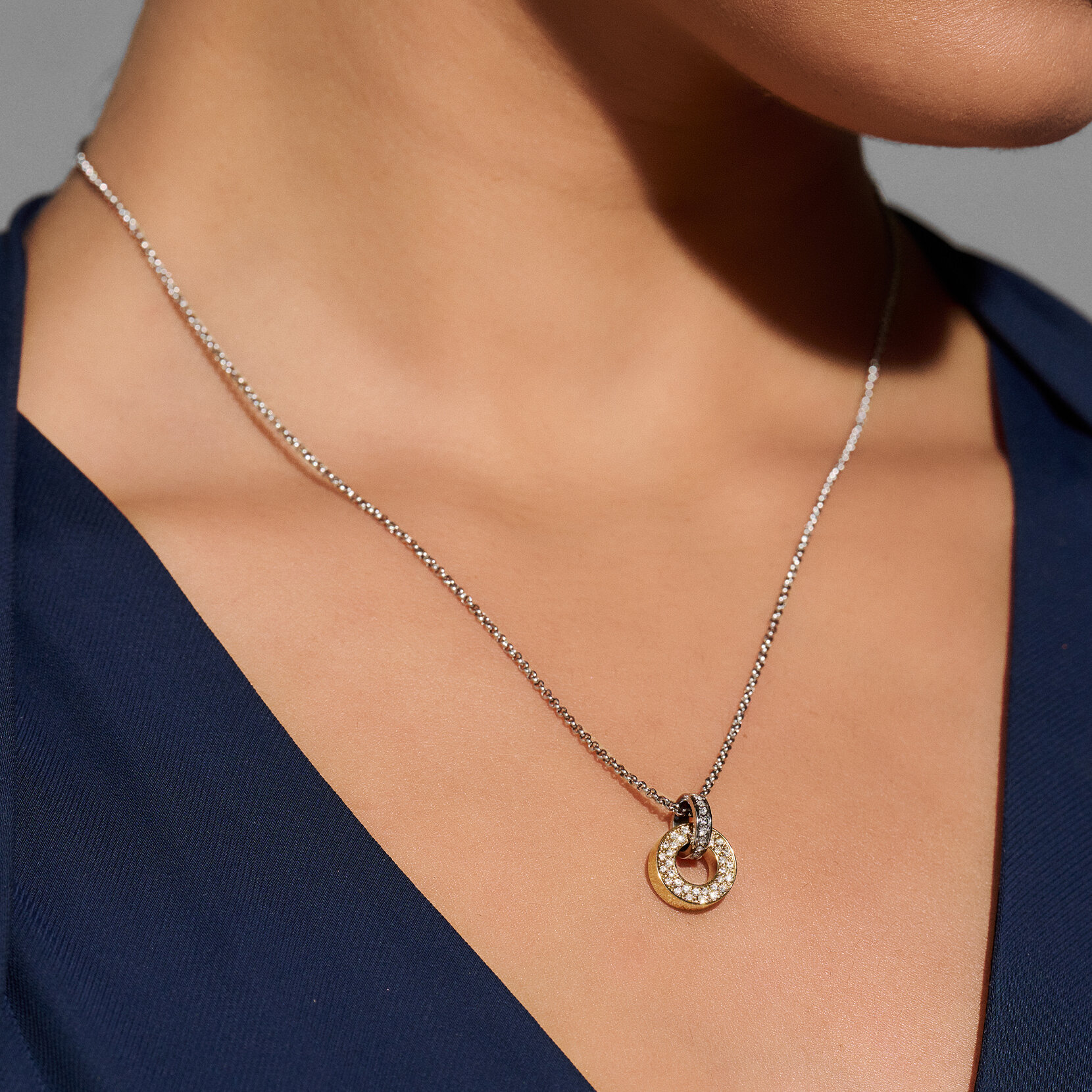 Collier Interlink Deux tons Argent et Or