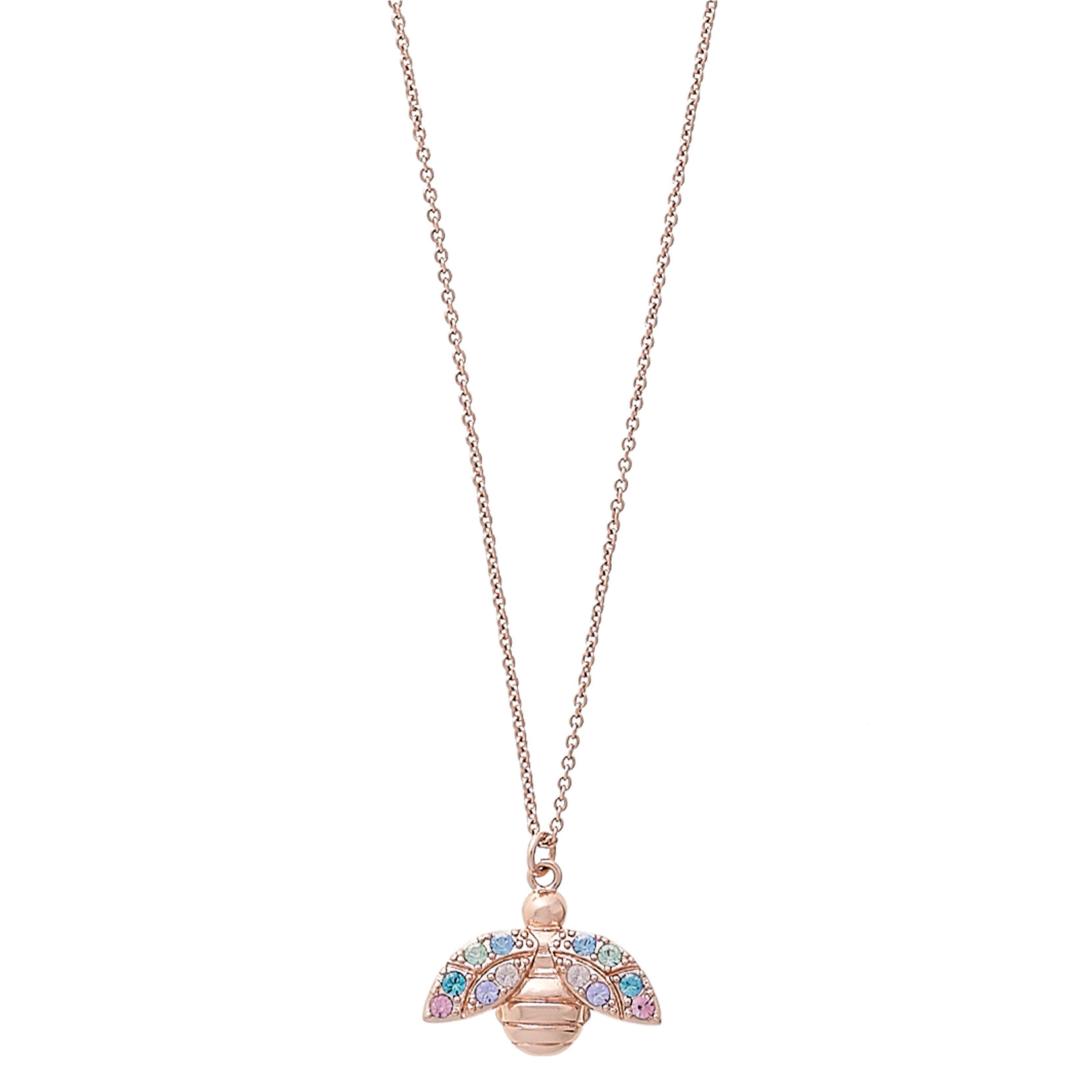 Collier à pendentif Rainbow Bee or rose