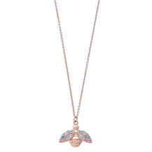 Rainbow Bee Rose Gold Pendant Necklace