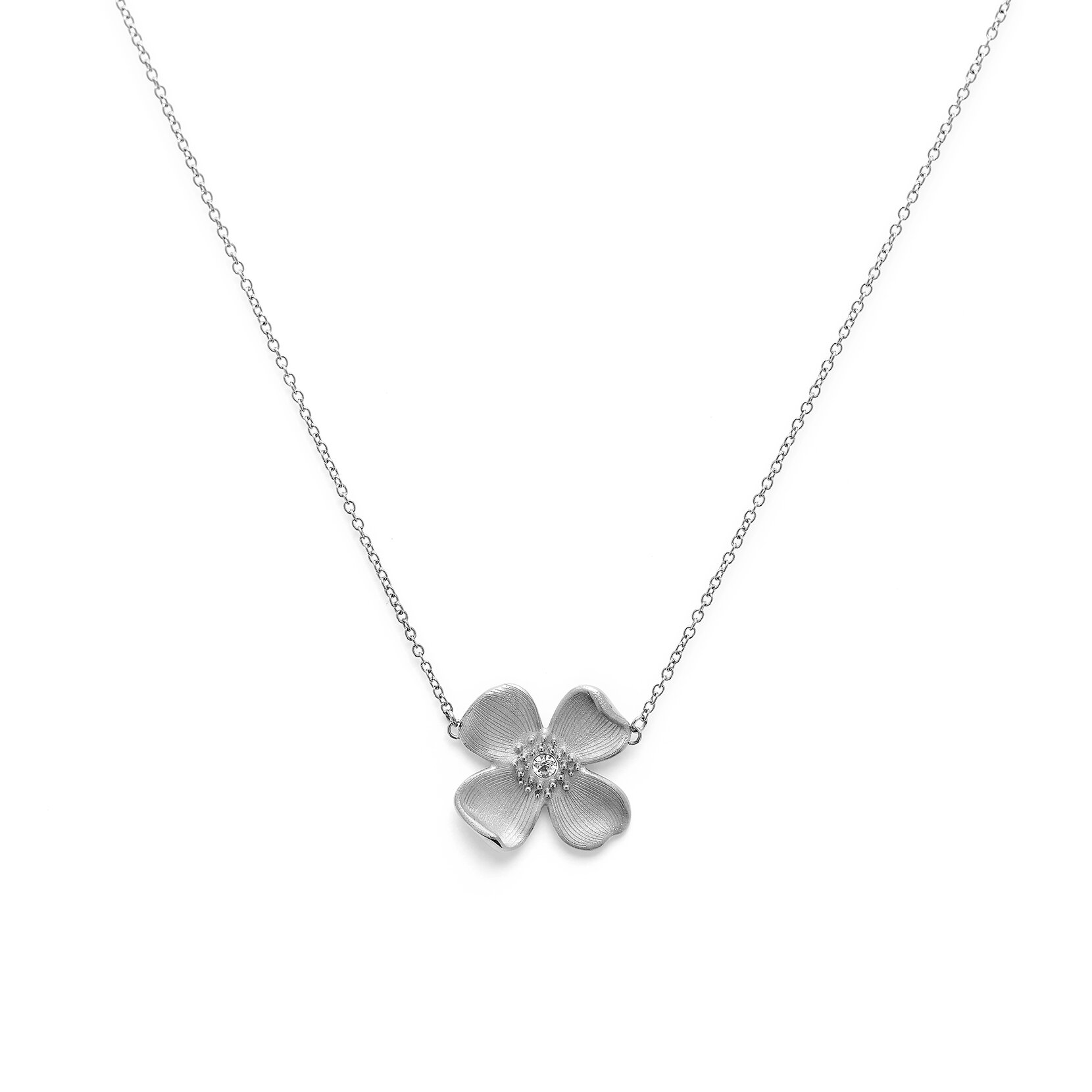Dogwood Flower Silver Pendant Necklace