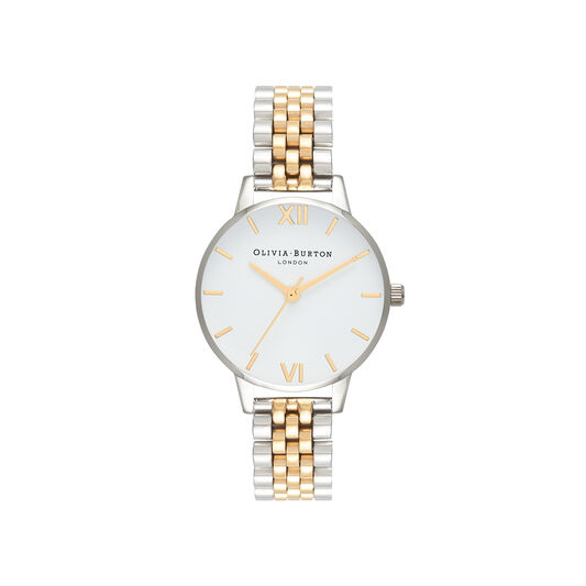 White Dial Silver & Gold Bracelet Watch