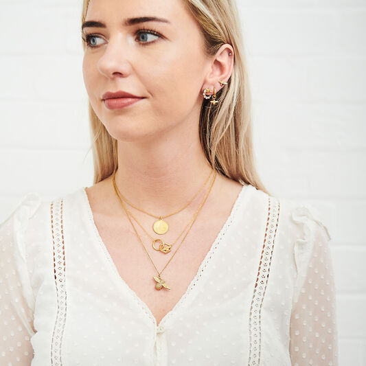 Honeycomb Bee Gold Necklace