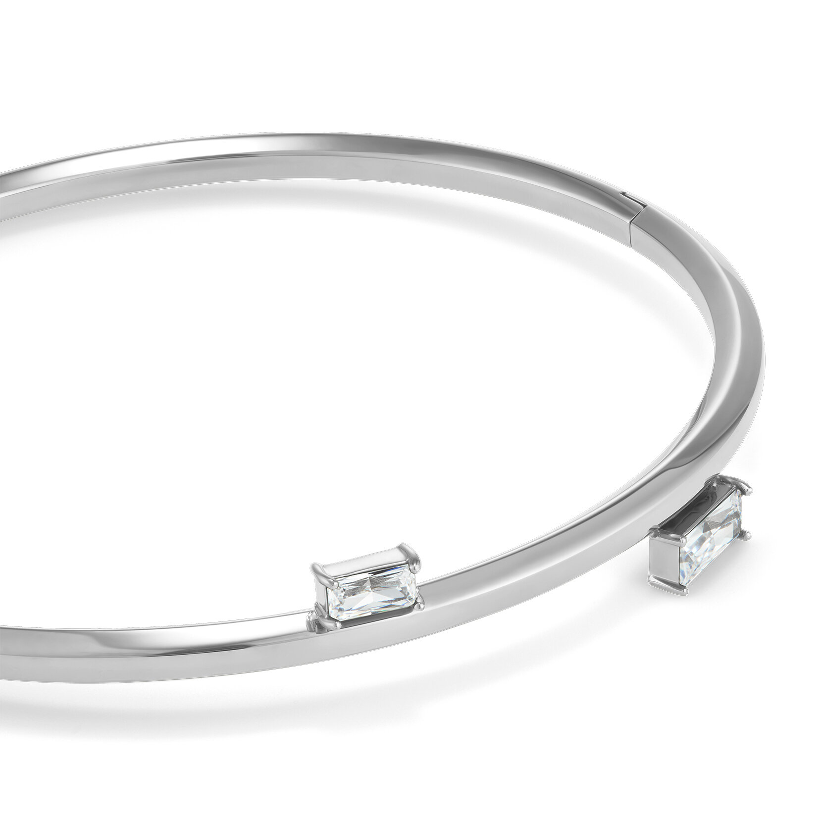 Baguette Crystal Silver Tone Bangle