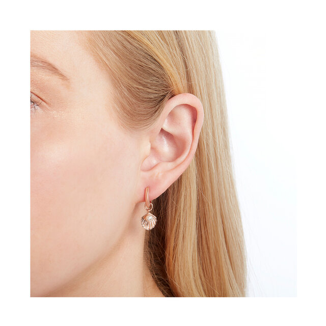 Boucles d’oreille Bubble Huggie Hoops Under The Sea perle et or rose