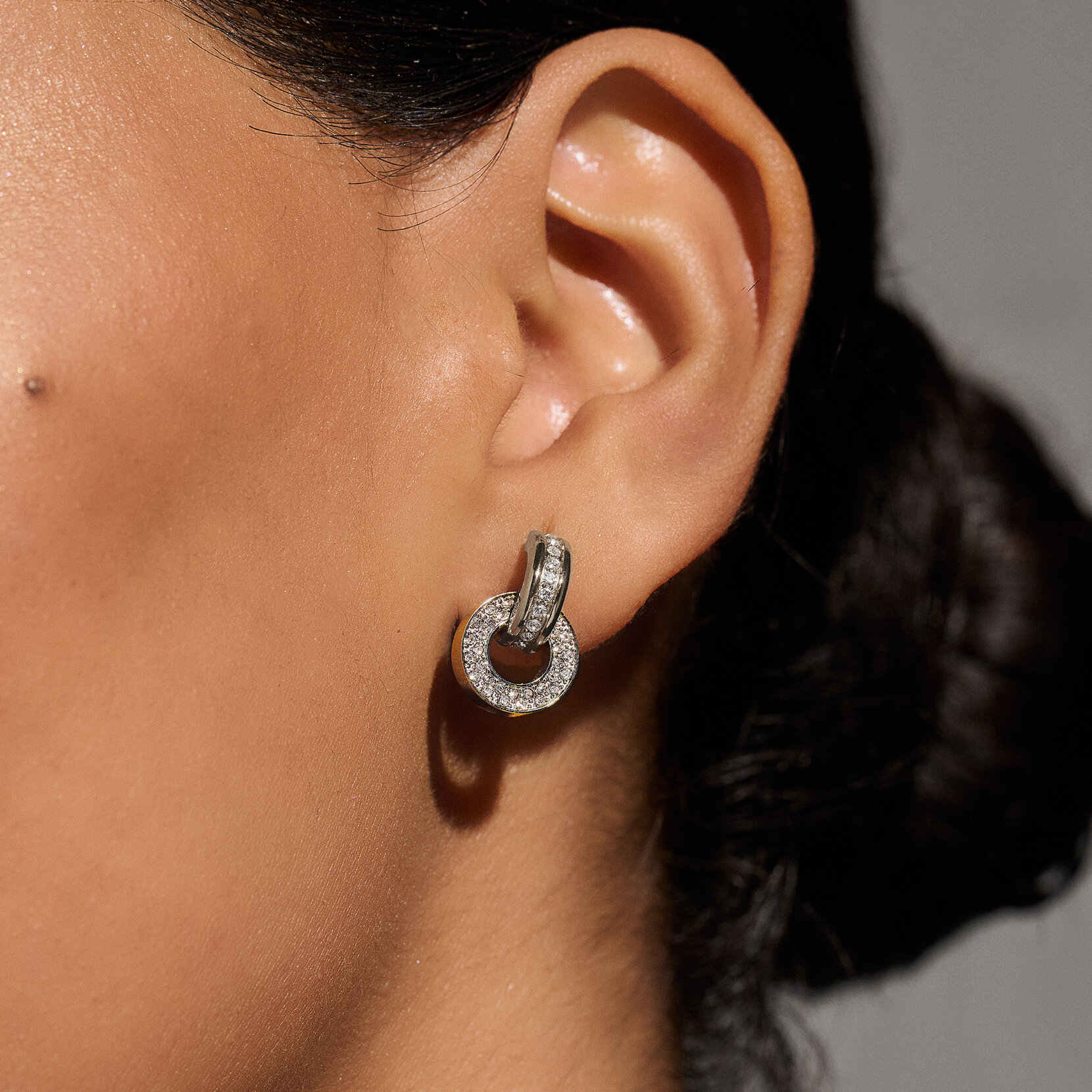 Boucles d’oreilles créoles Interlink Deux tons Argent et Or