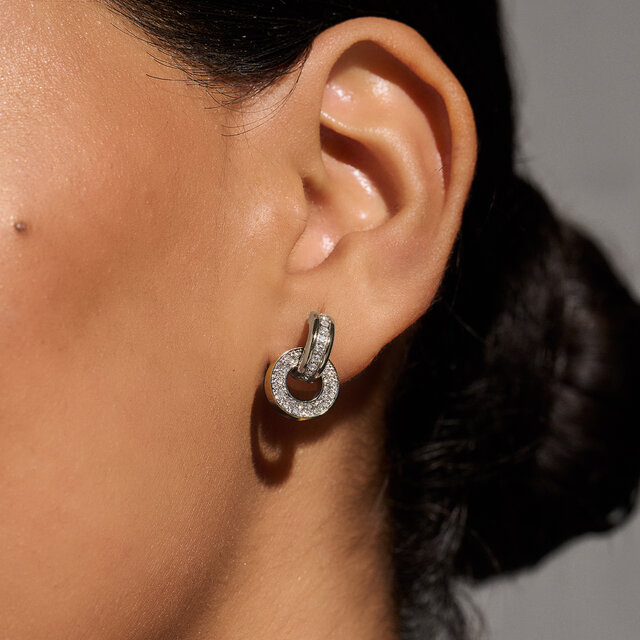 Interlink Two Tone Silver & Gold Hoop Earrings