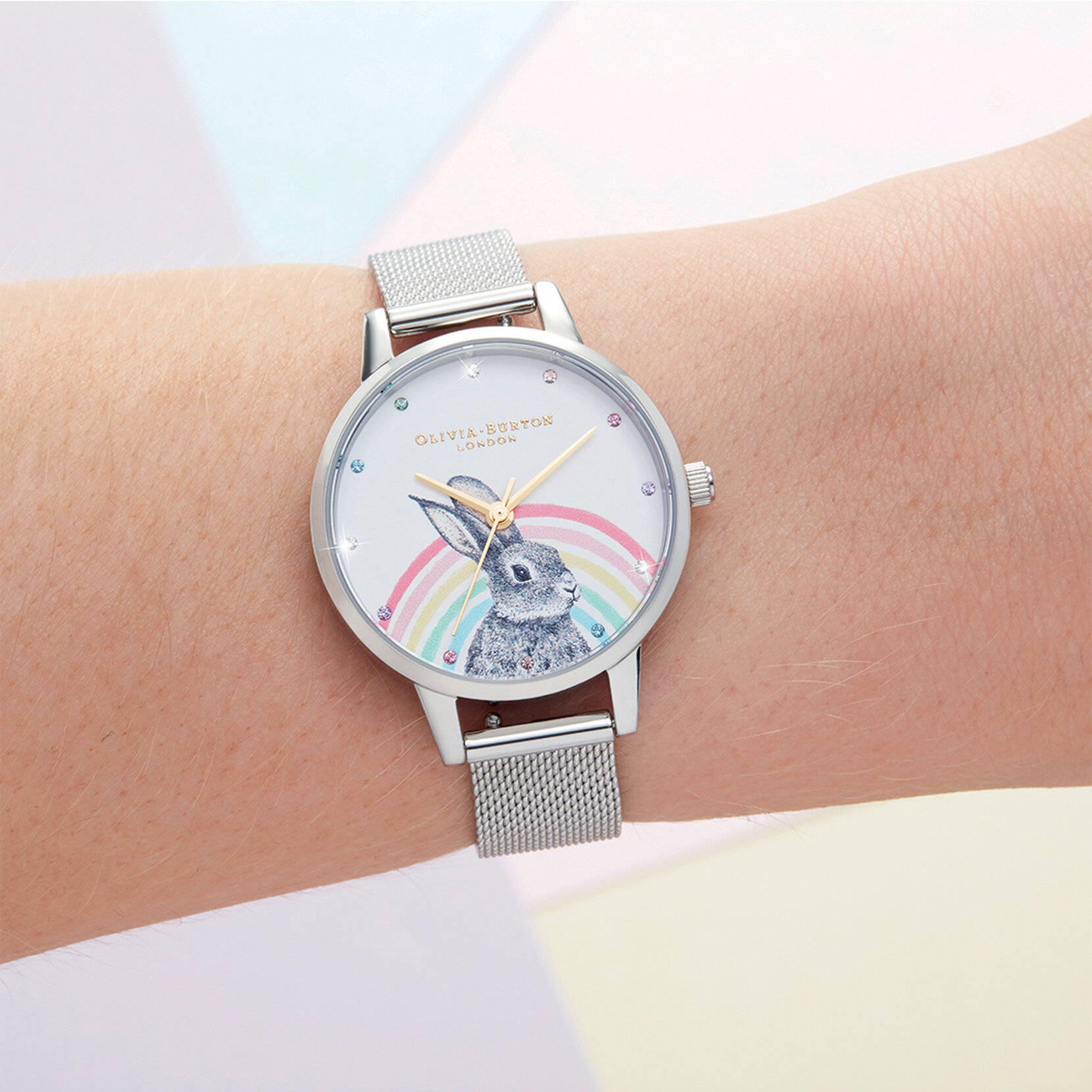 Rainbow Bunny et bracelet milanais or et argent