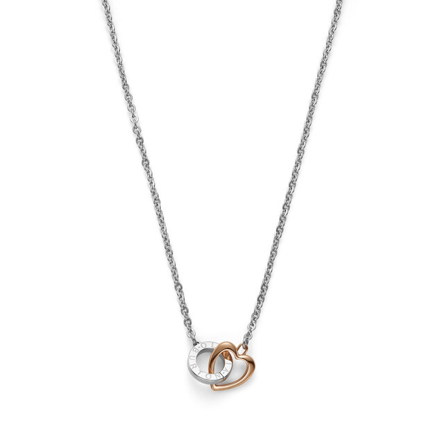 Collier Kindred Interlink Heart argent&eacute; et plaqu&eacute; or rose