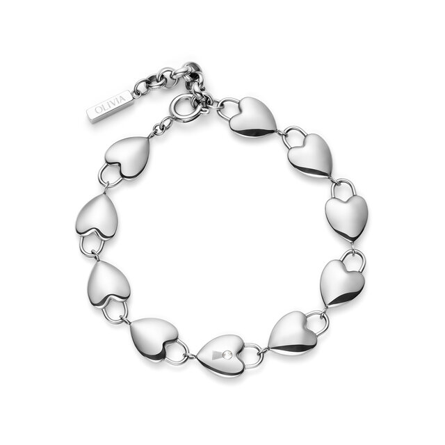 Locked Heart Silver Tone Bracelet