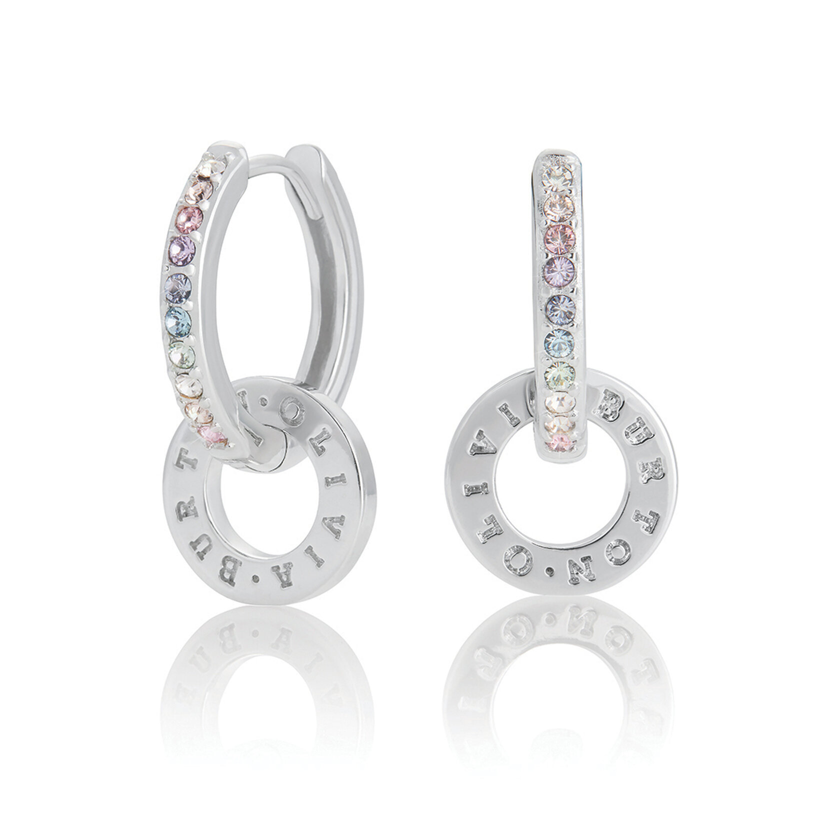 Silver Rainbow Interlink Huggie Hoops