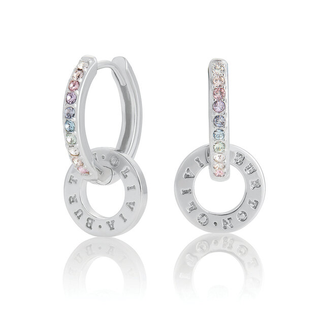 Silver Rainbow Interlink Huggie Hoops