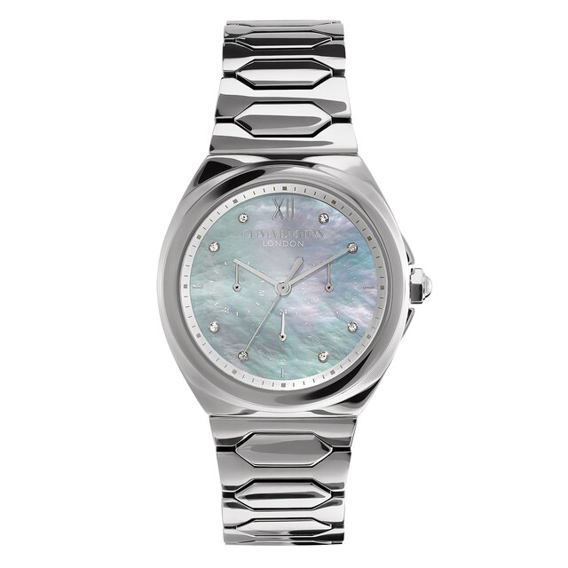 36mm Lustre Multi-Function Light Grey & Silver Bracelet Watch