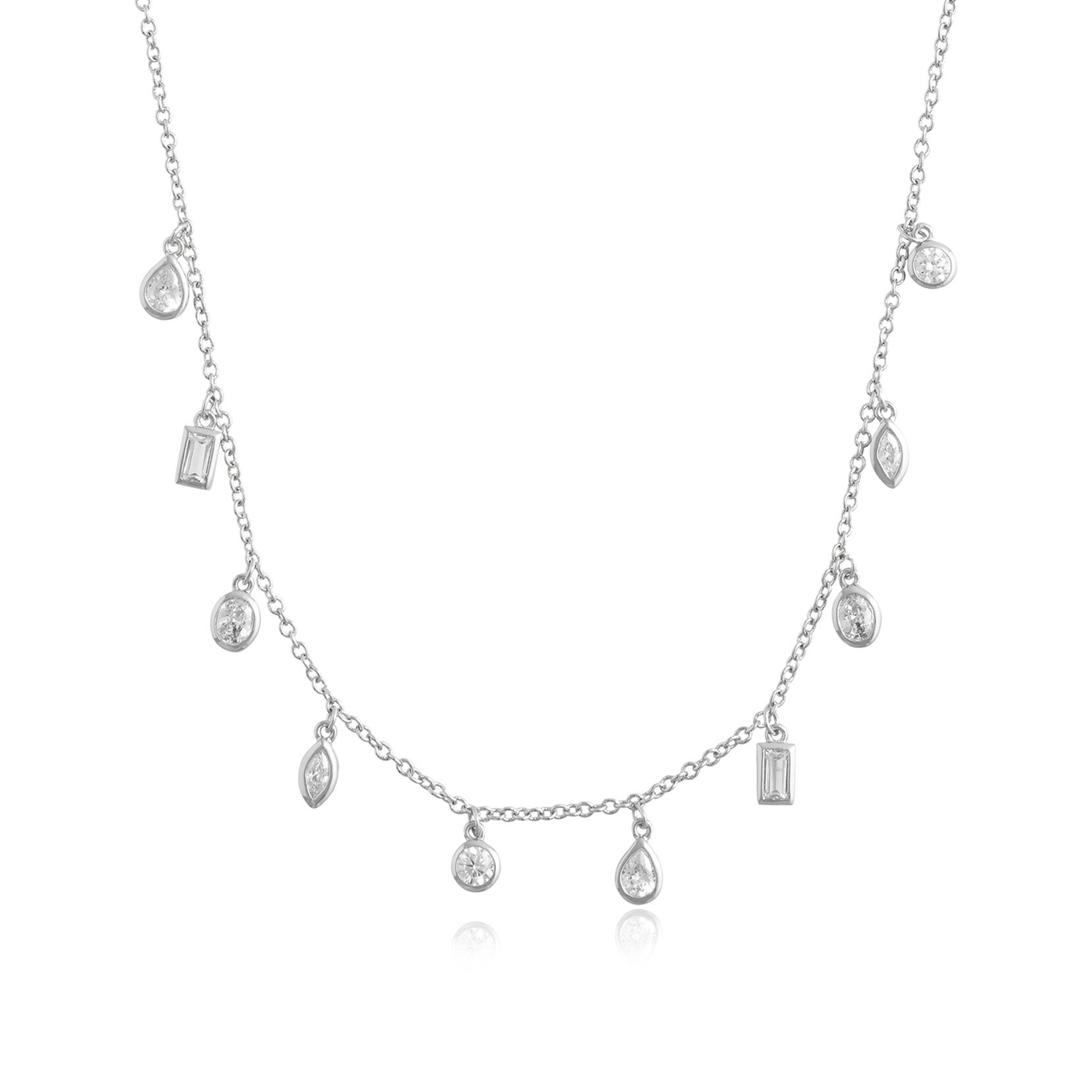 Silver Crystal Charm Necklace