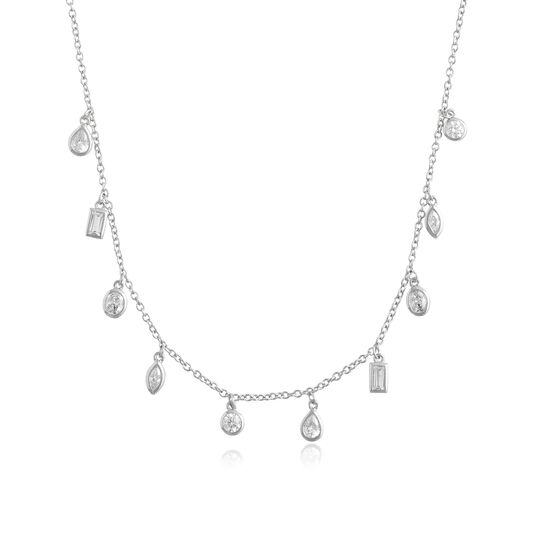 Classic Crystal Silver Charm Necklace