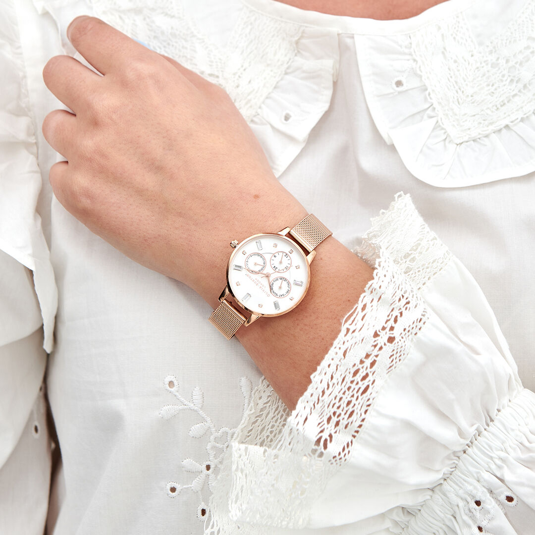 Womens rose gold mesh watch hotsell