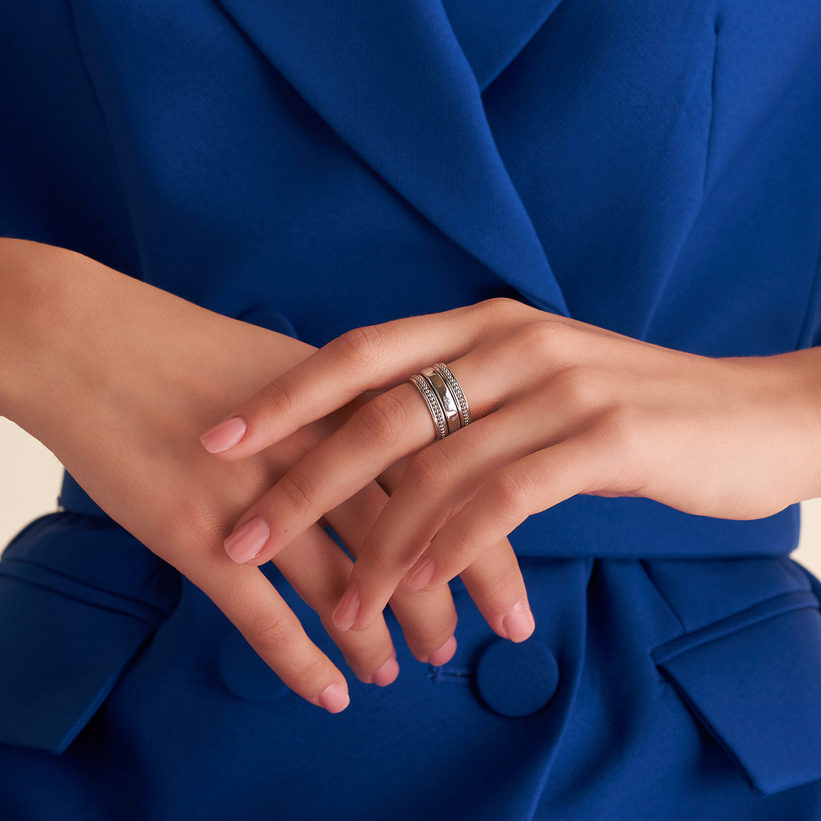 Ever Stacked Silver Tone Rings S