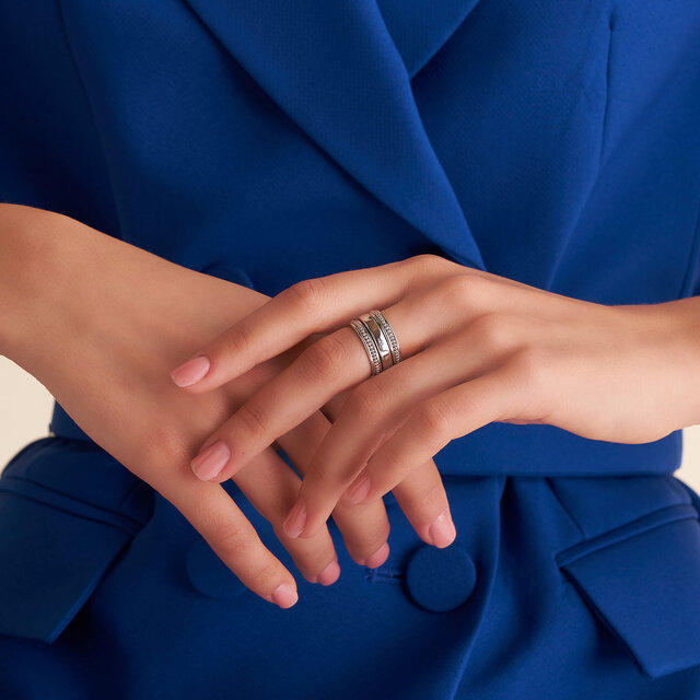 Ever Stacked Silver Tone Rings S