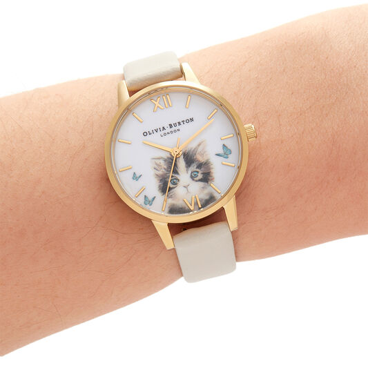 Cat Vegan Nude & Gold Watch