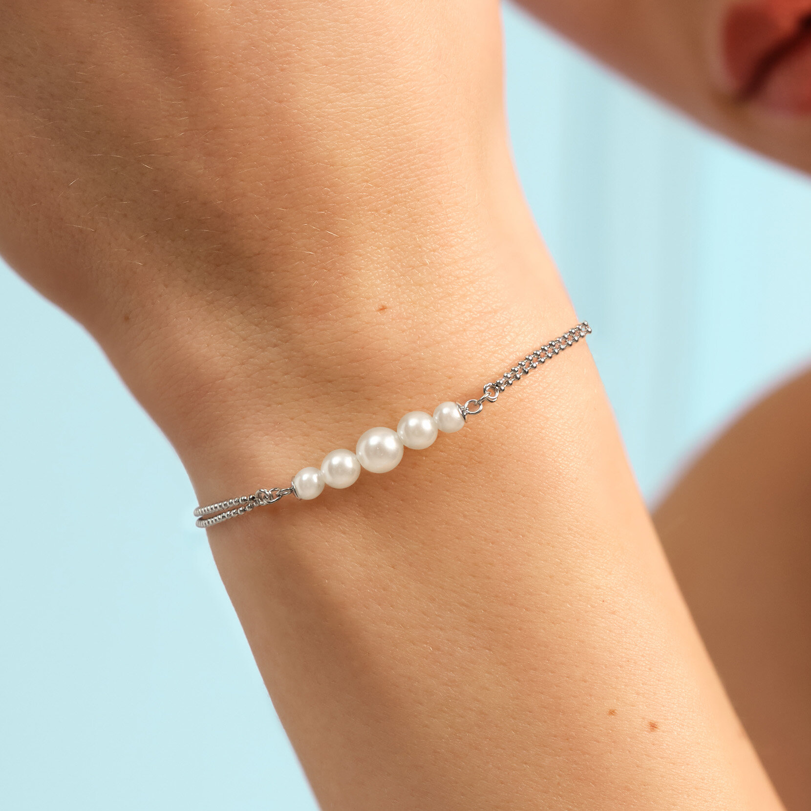 Bracelet Pearls & Beads Argent