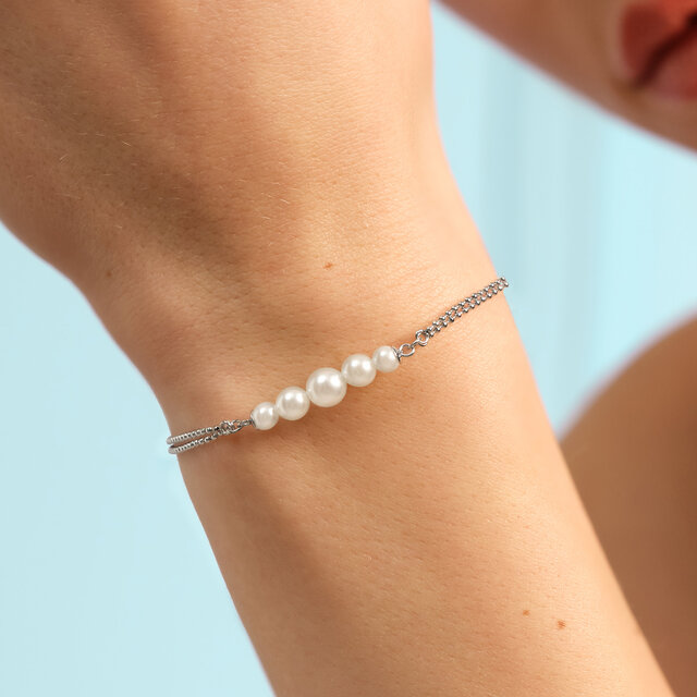 Bracelet Pearls & Beads Argent