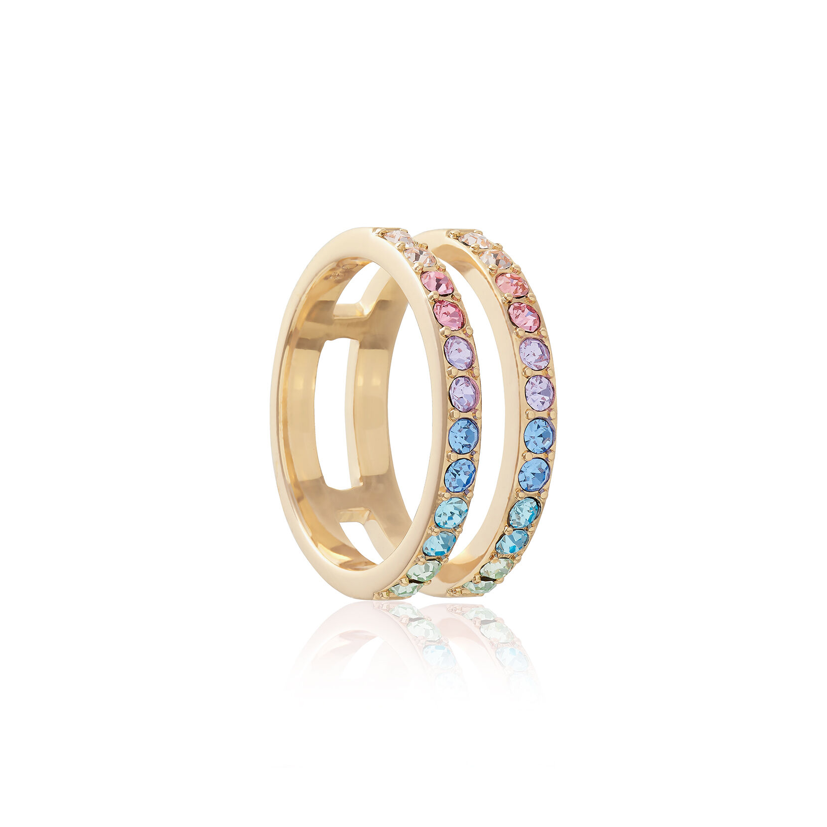 Rainbow Double Band Ring Gold (S)