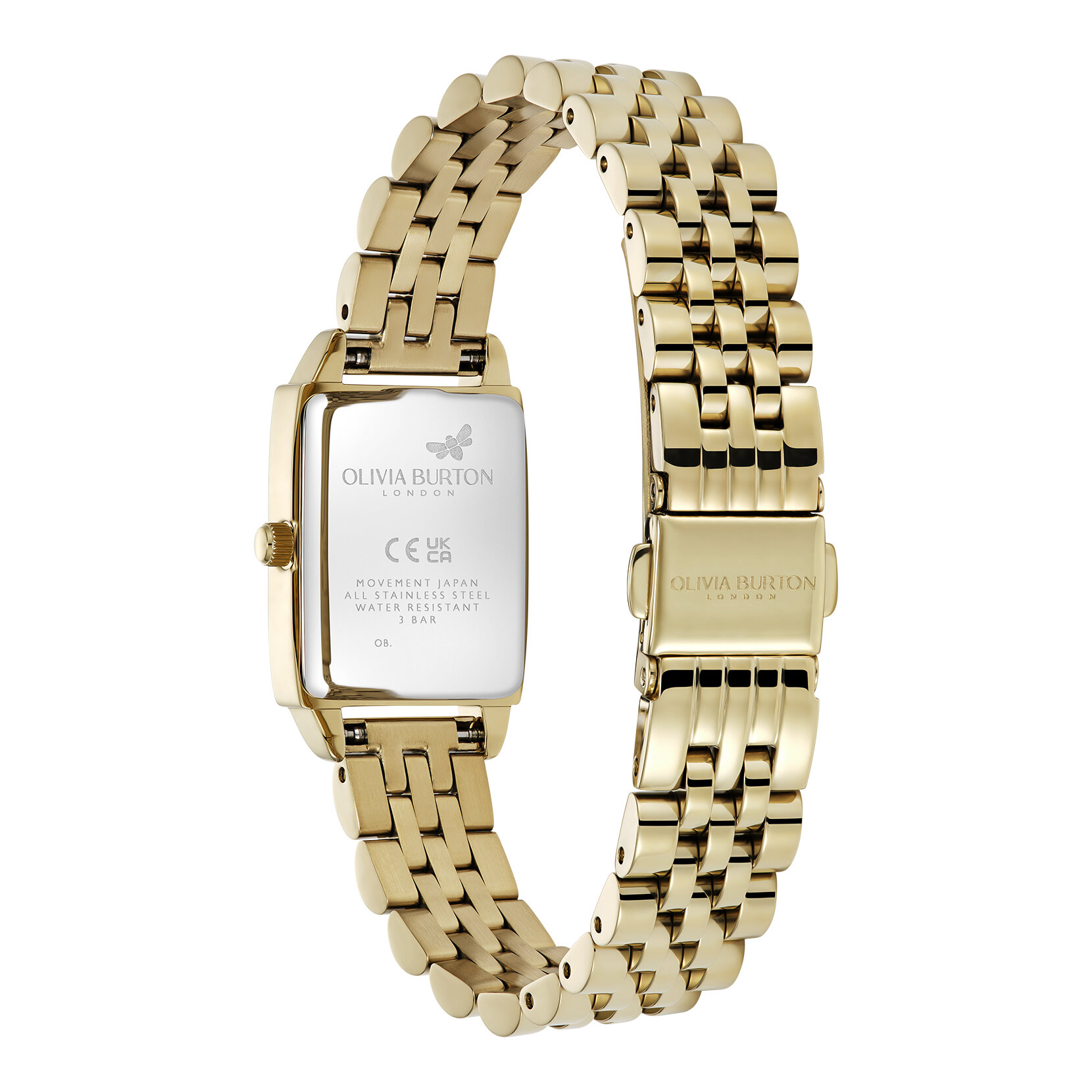 21mm Rectangle White & Gold Bracelet Watch
