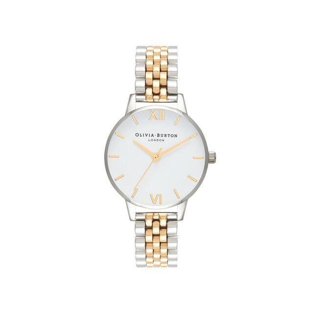 Montre et bracelet or et argent et cadran intermédiaire blanc