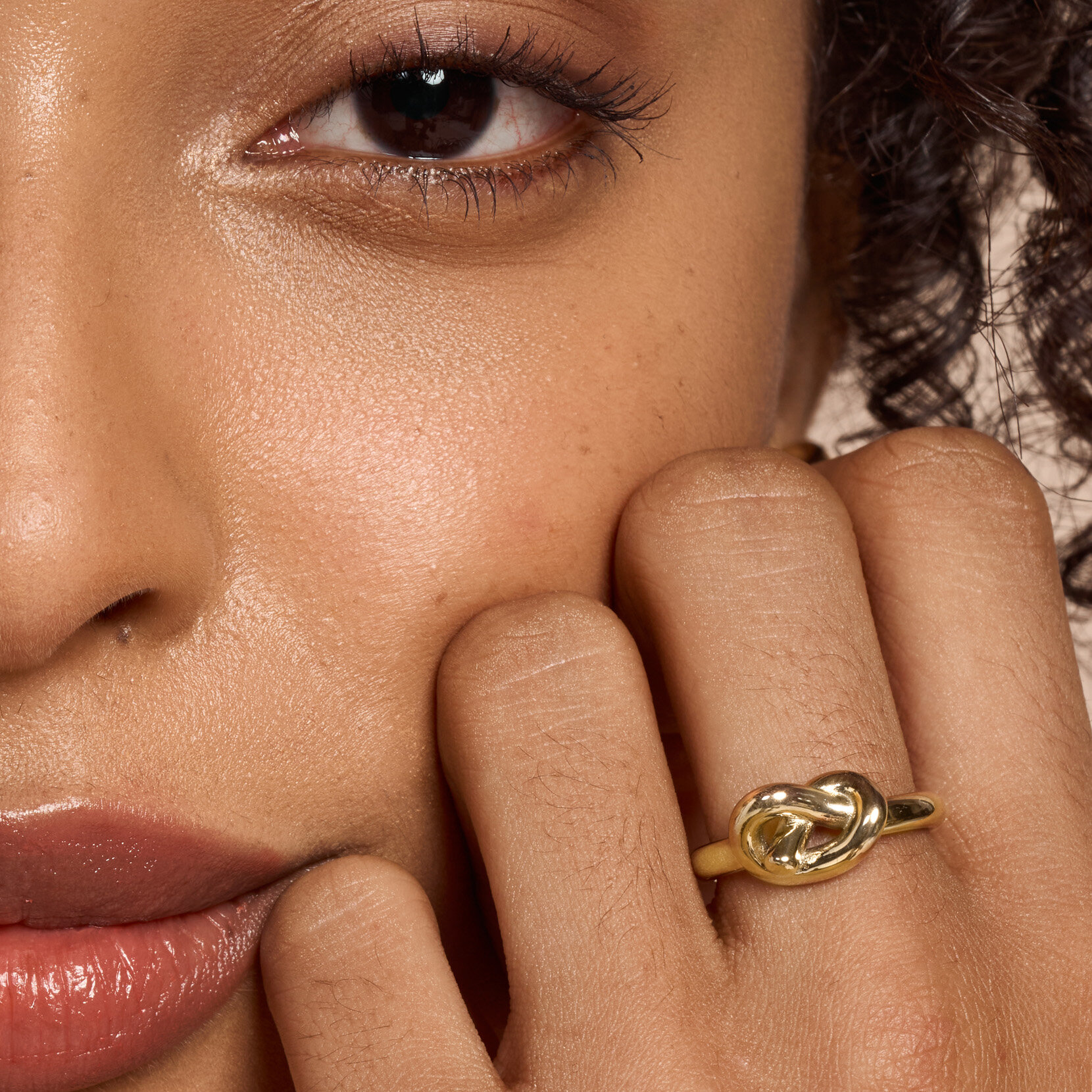 Lover's Knot Gold Plated Ring M