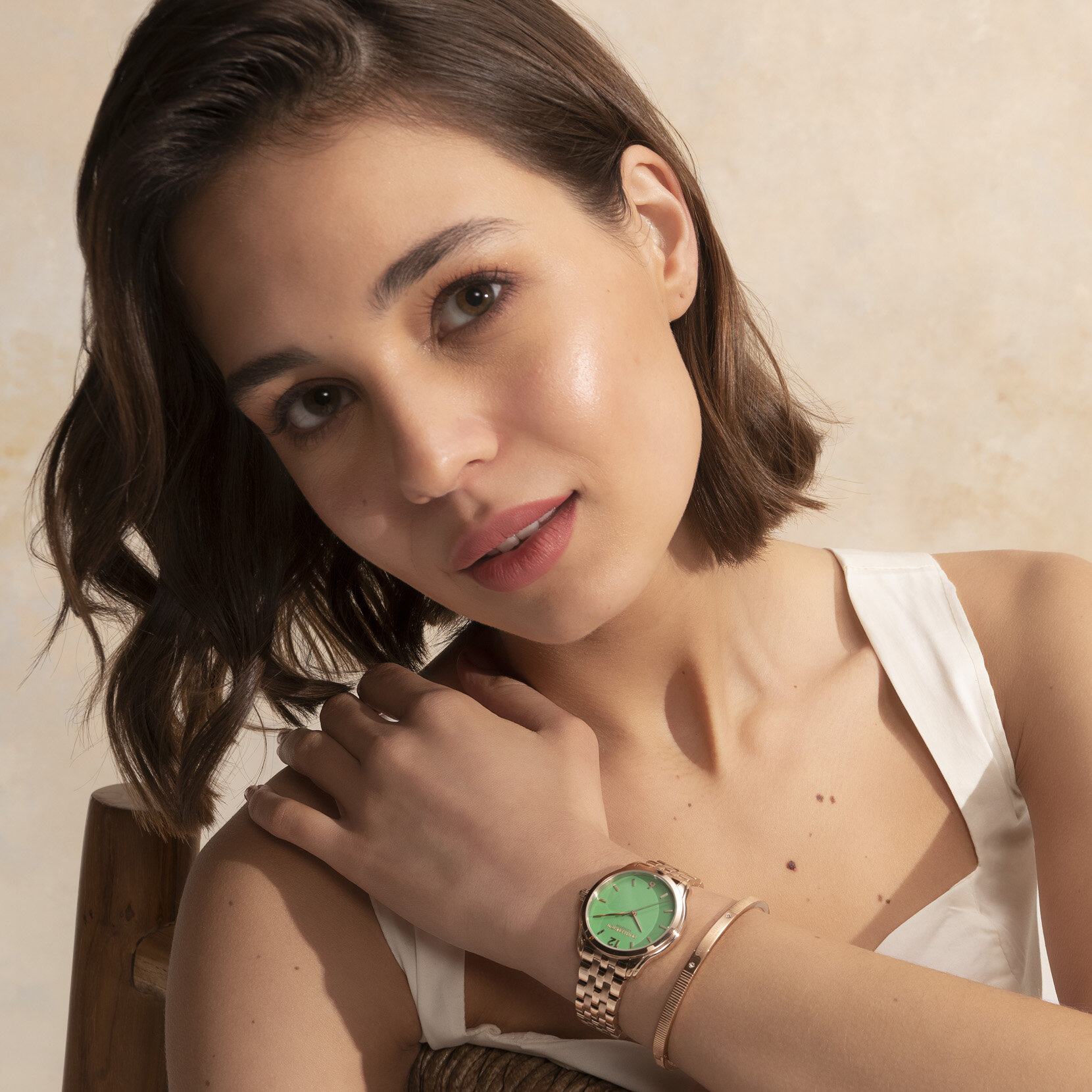 36mm Starlight Color Kelly Green & Rose Gold Bracelet Watch