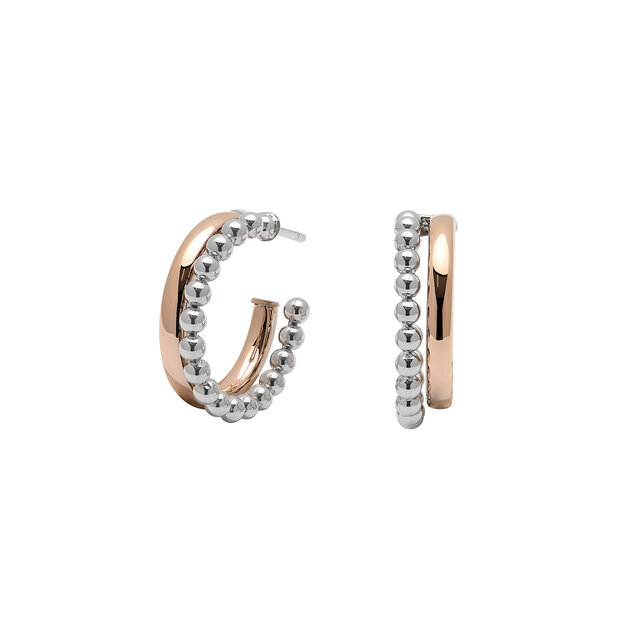 Vintage Bead Two Tone Silver & Rose Gold Earrings