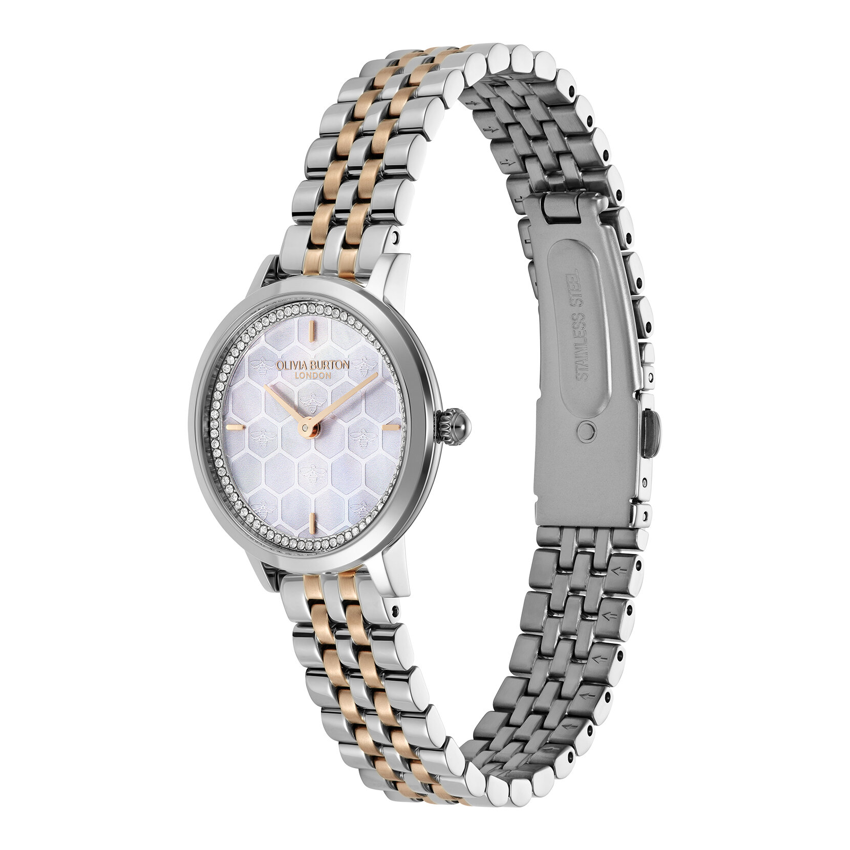 Montre Honeycomb Ultra Fine & Bracelet Gris Tourterelle & Bicolore 28mm