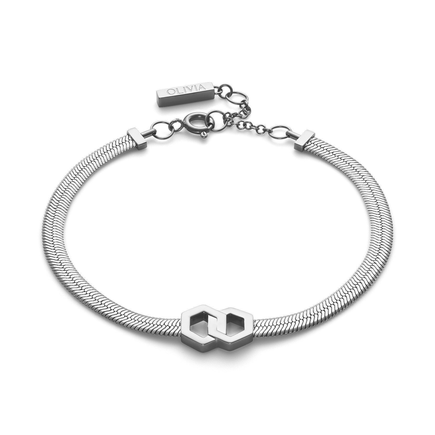 Honeycomb Loop Silver Tone Bracelet