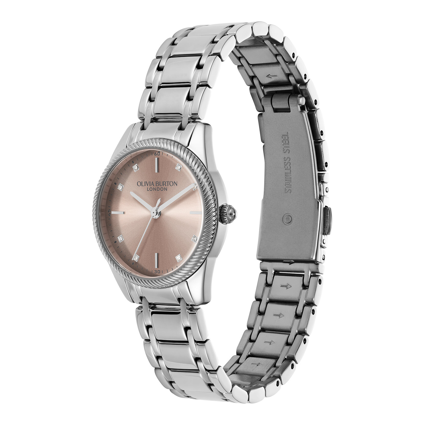 Montre Egerton Rose Poudré et Bracelet Argent 28 mm