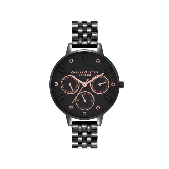 34mm Rose Gold & Black Bracelet Watch
