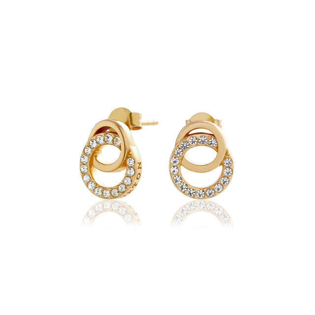 Gold Interlink Drop Stud Earrings
