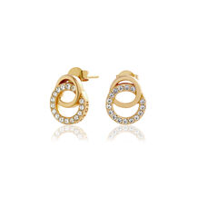 Gold Interlink Drop Stud Earrings