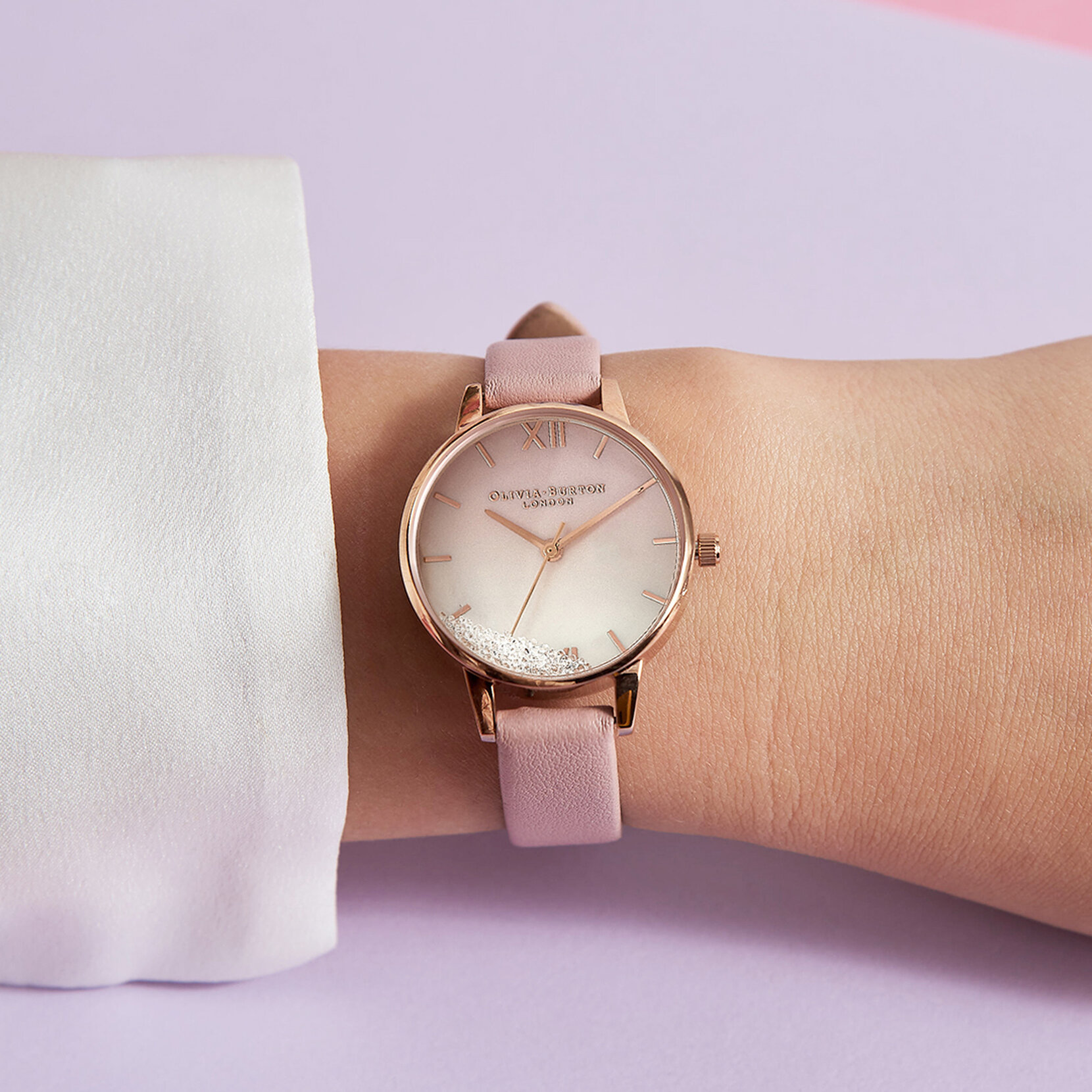30mm Rose Gold & Pink Leather Strap Watch