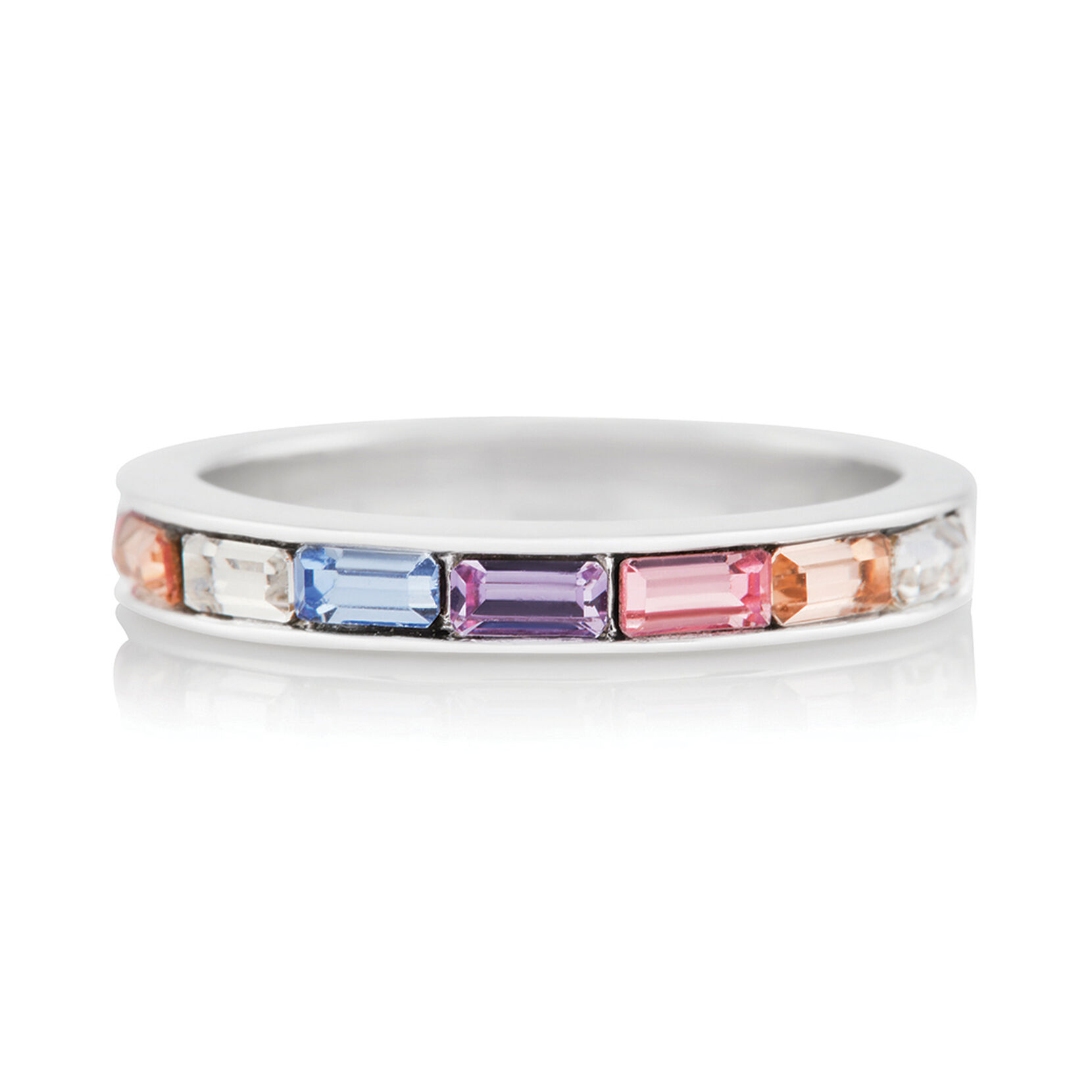Rainbow Rainbow Baguette Ring Silver (L) | Olivia Burton London