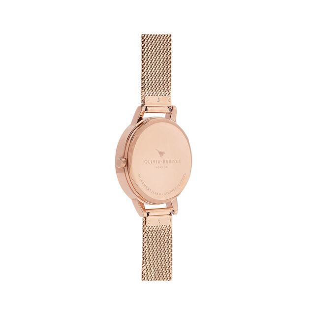 Abstract Florals Rose Gold Mesh Watch  