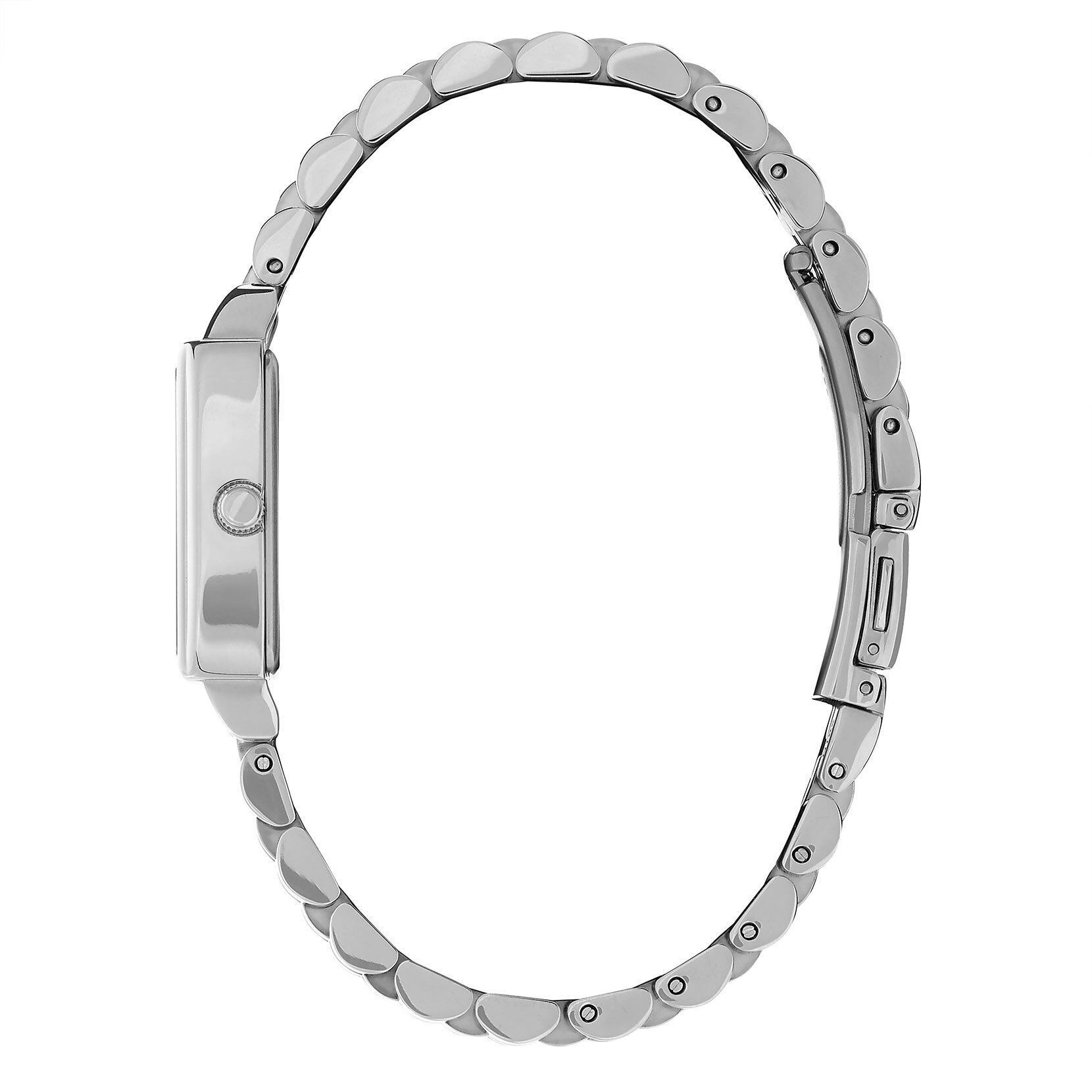 Montre Townhouse rectangulaire blanc à bracelet argent 21 mm