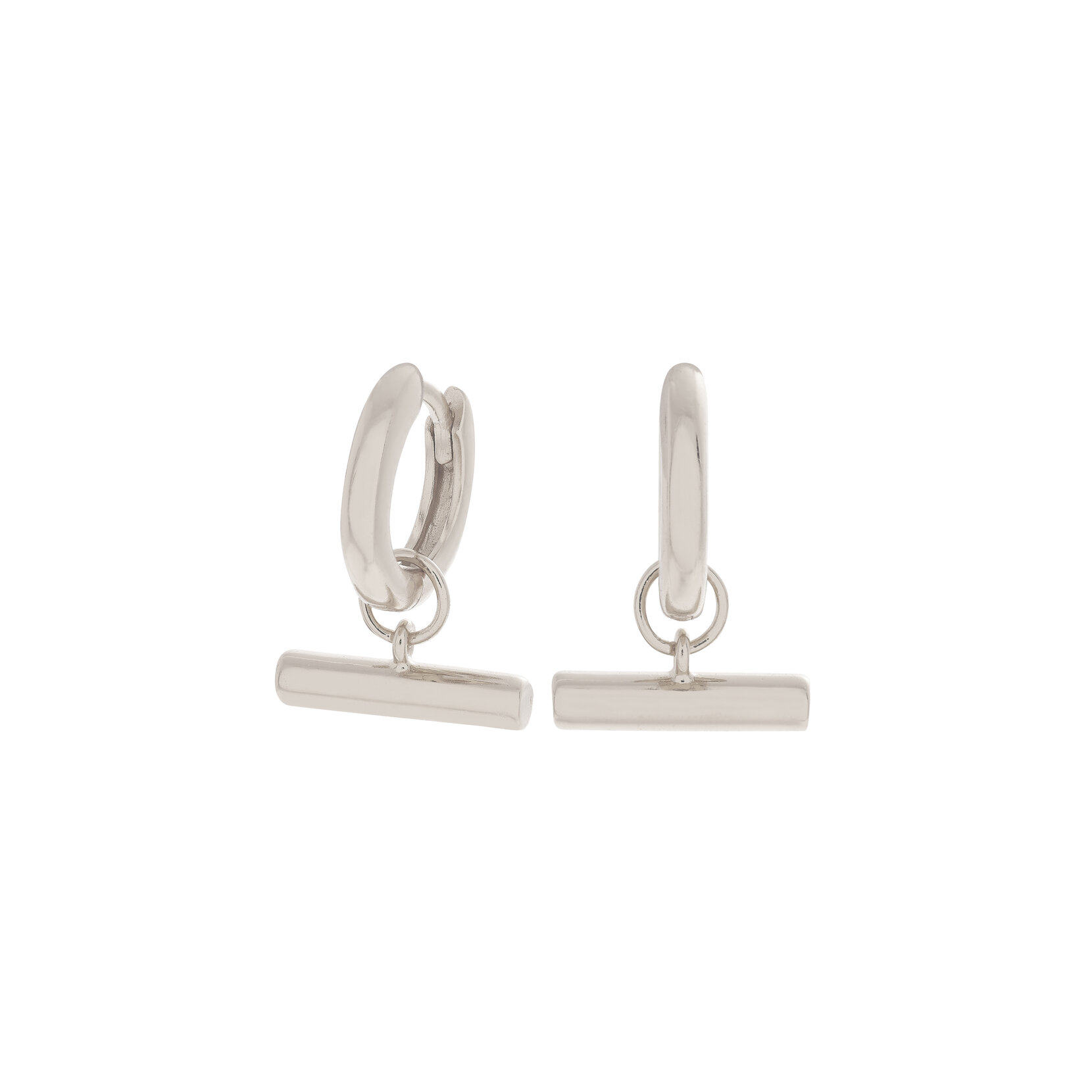 Classic Mismatch T-bar Silver Bracelet, Necklace & Huggie Bundle