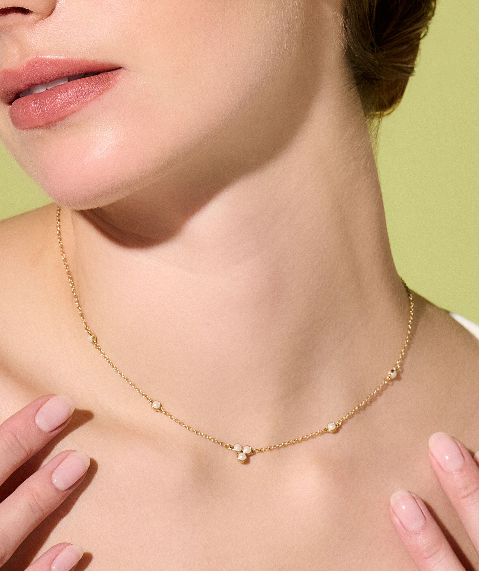 Classic Pearl Cluster Gold Necklace Olivia Burton London
